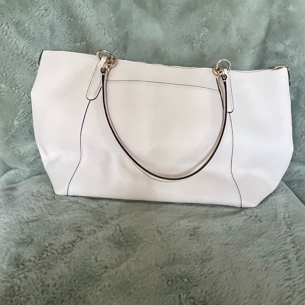 Coach White Leather Ava Tote Bag - Picture 3 of 11